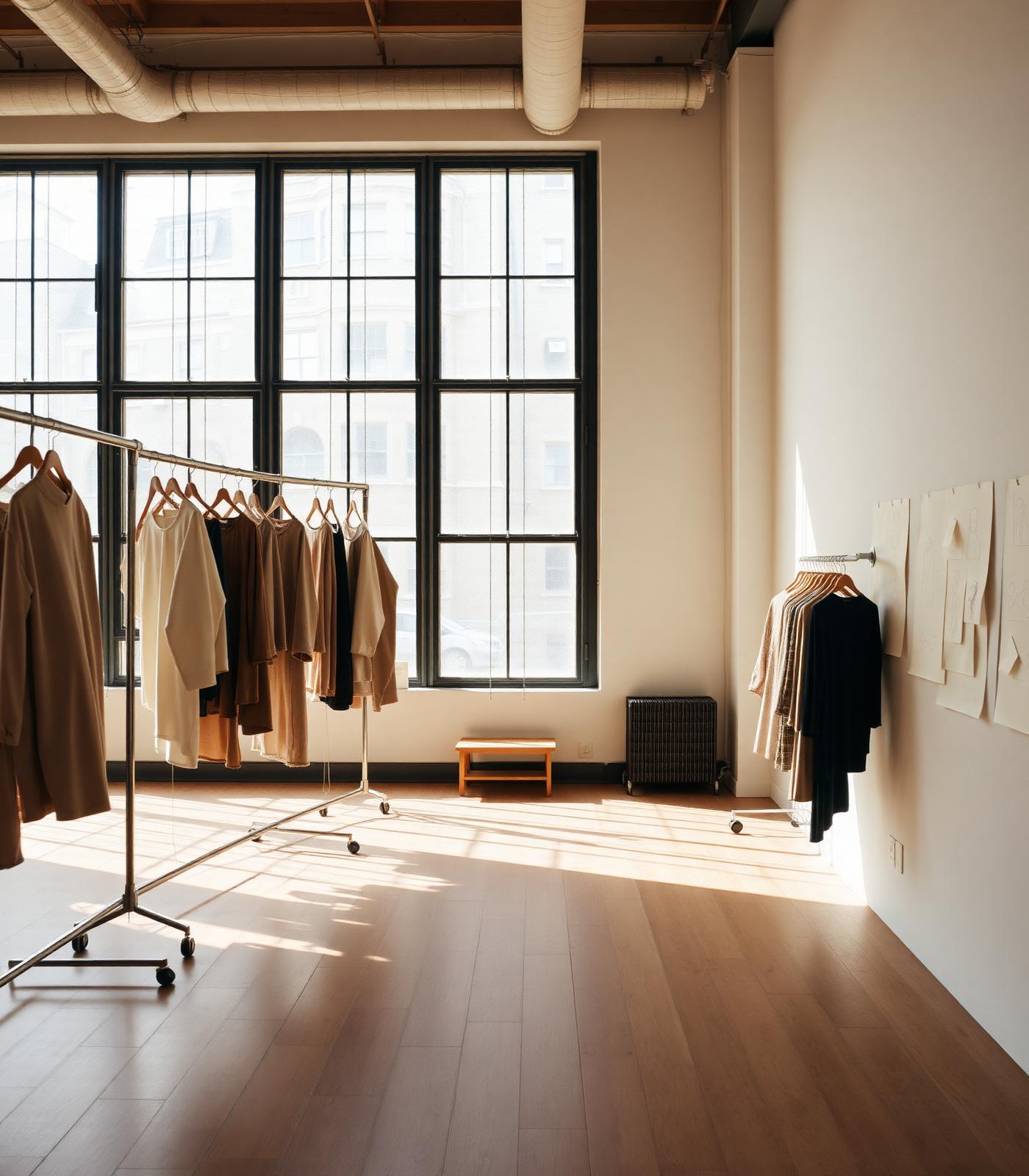 Minimal fashion studio with natural light